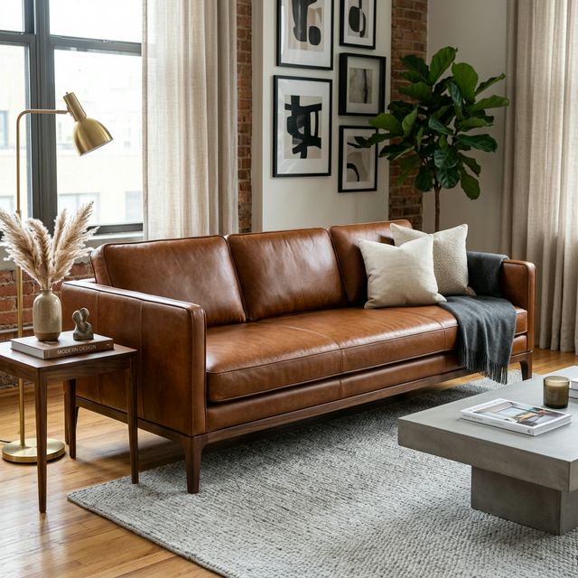 Sleek modern leather sofa